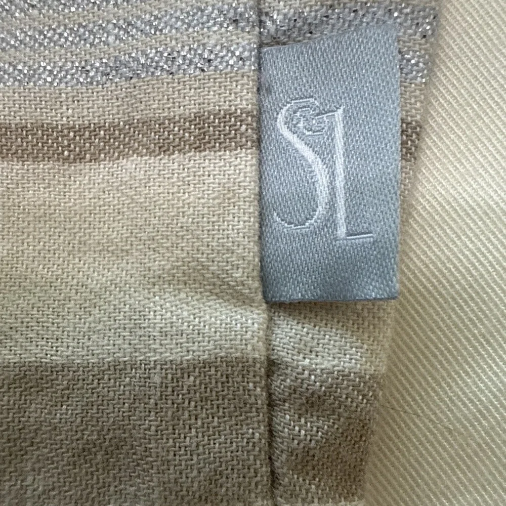 Serena & Lily Pillow Shams Euro Linen Cotton Lurex Metalic Beachy Cottage Beige